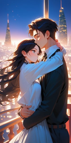 score_9, score_8_up, score_7_up, score_6_up, score_5_up, score_4_up,source_anime,

1 woman_red_long_hair, (30yo), beautiful detailed eyes, sexy clothes, night, city, hug, 1boy(black hair), a very handsome man, Man_hugs_girl_from_behind, hetero, couple, detailed background, depth of field, realistic, soft lighting, best quality,masterpiece