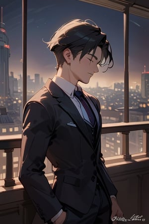 Score_9, Score_8_up, Score_7_up, Score_6_up, Score_5_up, Score_4_up,aa man black hair, sexy guy, wearing a suit, sexy guy, standing on the balcony of a building, looking at the front building, wearing a suit, night,city, modern city,
ciel_phantomhive,jaeggernawt,Indoor,frames,high rise apartment,Indoors, masterpiece,  best quality, 