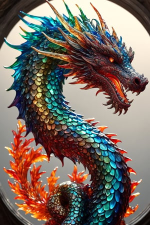  high_resolution, high detail, dragon sculpture art, glass art, glass style,  Gric, Dragon,Dragon