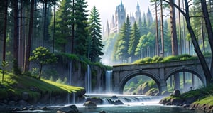 (extremely detailed CG unity 8k wallpaper),(((masterpiece))), (((best quality))), ((ultra-detailed)), (best illustration), ((an extremely delicate and beautiful)), forest, river, ruins,  wallpaper, (((landscape))), (((scenery))), no humans