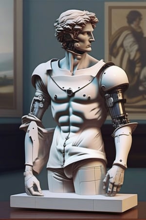 a statue of a man with a shirt on ((renaissance style)) , cyborg:0.5