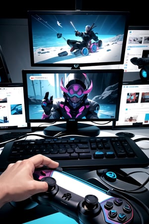 Design a meme showcasing a gamer surrounded by a sea of game over screens, controller in hand, with a caption that humorously captures the frustration of gaming.