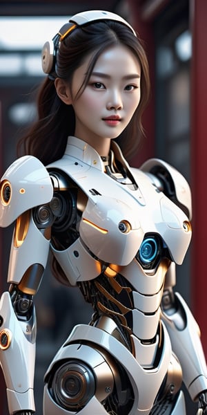 ((best quality)), ((masterpiece)), ((ultra-detailed)), extremely detailed CG, (illustration), ((detailed light)), (beautiful detailed robotic Chinese girl),Leonardo Style,more detail XL