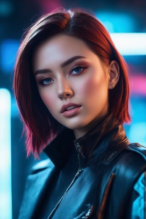 masterpiece, (best quality:1.4), ultra-detailed, 1 girl, 22yo, wear daily elegant outfit, close up perfect face, dramatic lighting, high resolution, genuine emotion, wonder beauty , Enhance, bright colors,Enhanced All,Surreal photography ,cyberpunk style,Pure Beauty