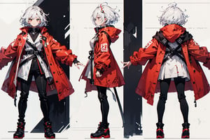 The image features a character with a stylized, anime-inspired design. The character has white hair and is wearing a red coat with a black collar and a white shirt underneath. The coat is open, revealing the shirt. The character's pants are black, and they are wearing black shoes. The overall style is vibrant and colorful, with a focus on the character's attire and the contrast between the red coat and the black pants.
 hands straight ,very_high_resolution ,chara-sheet,More Detail, ((full_body)),Jeremiah_Chugi_Wald,xyzsankurta, (((anime style))),
(((( T pose)))), (((( T poseing))),TPose