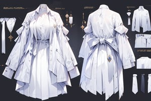 ((((white shirt)))) concept and accessories, detailed,chara-sheet