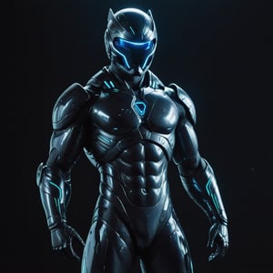 In a distant future, a genetic warrior stands poised for battle, clad in a sleek carbon-fiber suit that seems to meld seamlessly with their body. The suit, engineered from advanced carbon-based materials, reflects a subtle iridescence under the futuristic neon lights of the battlefield.