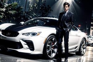 Suit, background luxury car