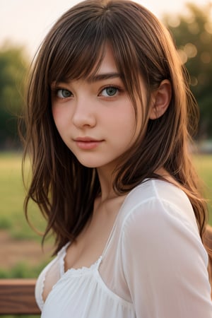 a young Latina of 16 years old, 1 girl, (((16yo))), (((beautiful))),
((lolicon)), beautiful, Teresa is a 16-year-old girl, beautiful,
body with soft curves, beautiful hips, big breasts, round face, fair skin,
Light brown and green eyes. It has a natural beauty. Teresa is an intelligent, friendly teenager. He dreams of studying medicine at university and helping
 others. He is close to his family and is always willing to learn and help on the farm.
 Big breasts: 1.3))、(blouse:1.2)、(The front of the blouse is open:1.1), She is wearing
a short Mini.(((American photo))). (completely dark background), 1 girl, masterpiece, best quality,
 high resolution, 8K, HDR, bloom, ray tracing, detailed shadows, bokeh, depth of field, film
 photography, film grain, gloss, (wind: 0.8), detailed hair, beautiful face, beautiful girl, ultra
 detailed eyes, cinematic lighting, (hyper detailed: 1.15), little_cute_girl,1girl), little_cute_girl,1girl,
She is sitting on the park bench. Pretty girl outdoors in summer day. Background of the natural environment...,Giant breasts,1 girl.,Breast Expansion