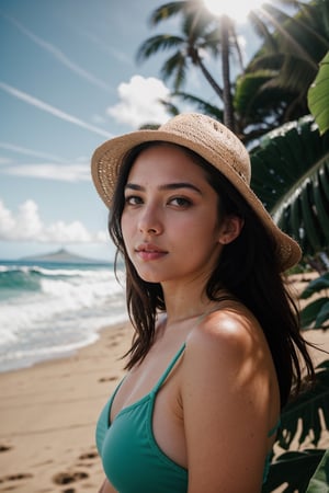 RAW photo, photo of girl called Tracy, instagram model(25yo), enjoying vacation in Hawaii, cool photography utilizing a 85mm lens for a cinematic feel,photorealistic