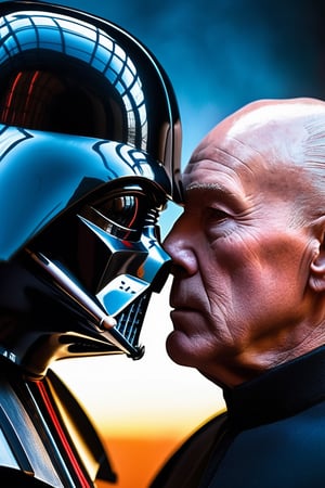 RAW photograph, shot with Canon6D Mark 2, 50mm Nikon, photorealistic, ultrarealistic masterpiece, highly detailed face and skin texture, realistic skin, high contrast, high resolution, evening lighting, mood lighting, best quality

photograph of Darth Vader and captain Picard face to face, face off, fight poster