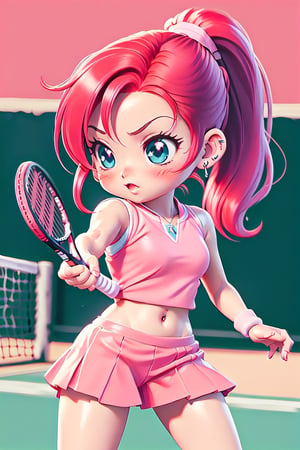Masterpiece, high quality,(((((chibi))))), (((((style anime))))),beautiful girl, (((((((red hair in a ponytail))))))), blue eyes, ((((wearing a pink crotop)))), ((((pink tennis skirt)))) , (((((((tight sexy outfit)))))), pink background, youthful and dynamic style
Super Detail, Full HD,better_hands,hands