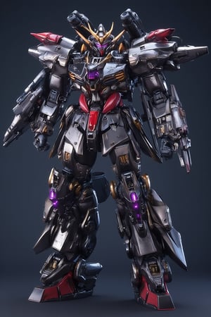 ((photorealistic: 1.2)), A resin figure of a robot, mecha, badass robot, epic textures, viewing viewer, metal textures, badass pose, gundam, detailed image, the figure is on a counter, wallpaper quality, light particles, attractive image.