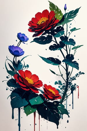 Clavel, flower, stunning image, minimalism, ink, watercolor, plant, no humans, masterpiece, stunning image, ink everywhere.