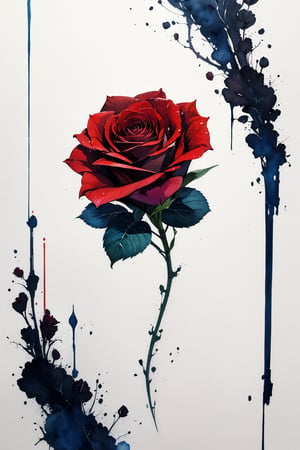 Rose, flower, stunning image, minimalism, ink, watercolor,