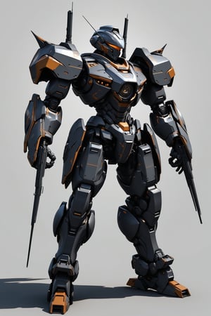 Design a futuristic mecha that combines elements of advanced technology and military aesthetics. This mecha must be imposing and robust, with a height of approximately 15 meters. It should be equipped with heavy weaponry, such as plasma cannons and guided missiles, in addition to having an advanced defense system with energy shields. Its design should include details such as reinforced armor plates, LED lights in the joints and a central cockpit where the pilot is located. The mecha must convey a sense of power and protection, ready to face any threat on the battlefield.