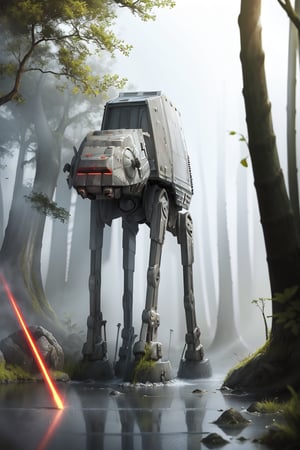 ((1 male)), AT-AT Walker, whole body, 3D figure, AT-AT, damaged AT-AT, scratches on the exterior, tracer bullets, (laser beams:1.4), laser beams flying around, natural light, realistic image quality, dynamic pose, video lighting , Perfect Composition, Super Detail, Official Art, Masterpiece, Top Quality, Reflections , High Resolution CG Unity 8K Each Wallpaper, Detailed Background, Masterpiece, Photorealistic, Random Angle, Forest Planet, Endor, Jungle, Full Body, Star Wars ,