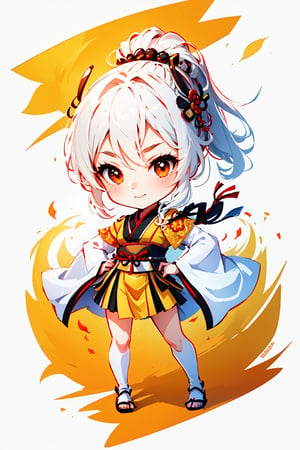 Cute girl, White background, full body image, samurai girl. Chibi,Chibi