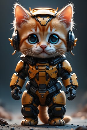 A kitten wearing a cat cyborg appareance, masterpiece.