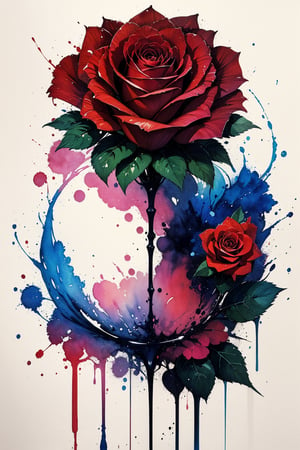 Rose, flower, stunning image, minimalism, ink, watercolor,