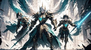 (detailed beautiful eyes and detailed face, masterpiece side light, masterpiece, best quality, detailed, high resolution illustration), A gorgeous battle maiden, golden hair, emerald green eyes, sinister expression, full body, heavy armor, divine armor, majestic and intricate armor, exquisite head armor, glows with an ethereal light, a majestic spear, attacking pose, (((in a raging battlefield))) hourglass bodyshape, (upper body), front_view, ,rndmln,mech4rmor, , ((full body shots:1.38)) ,xyzabcplanets,1 girl

