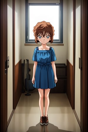 ran, 1girl, solo, short_hair, looking_at_viewer, blue_eyes, brown_hair, closed_mouth, standing, collarbone, fucked