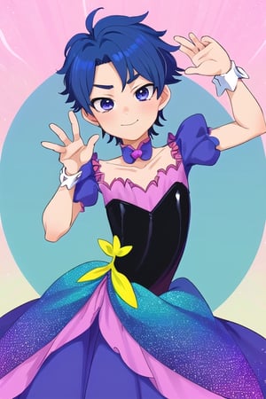 {{{1man}}}, [random pose] and [dress ] , vibrant colors, cartoonish features, glossy finish, vertical orientation, disney style

,male mature
,otoko no ko, femboy