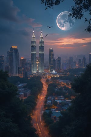 Witnessing the scenery in Malaysia at dusk is an unforgettable experience, especially in front of Kuala Lumpur City Center (KLCC) which has luxurious monuments such as the Petronas Twin Towers. The story begins with us being on top of a hill that gives us a wide view of the city center, while looking at the sky that is beginning to be colorful below. Ahead, standing there, are twin towers that light up above the deepening darkness, creating an imposing silhouette against the curving moon. Below us, the bustling city seemed like a painting decorated with starry lights. The Klang River flows calmly, as if drawing a thin white line in the painting, while the mosques formed along the banks of the river make the view even more beautiful. Then, a canary glides from a perennial tree, spreading its wings in the warm air, sending us into the magical moment it encounters.