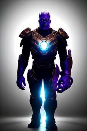 Thanos wearing cool space armor wih blue and black colors ((MASTERPIECE)) (8K resolution, Super sharp) (Ultra realistic) (physically Correct) (anatomically correct) (perfect shadows)