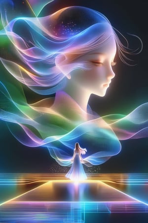 1girl minimalist hologram, long hair glowing, line glowing surrounds the body on a simple background,minimalist hologram,READ DESCRIPTION,DonMH010D15pl4yXL ,DonMD1g174l4sc3nc10nXL 