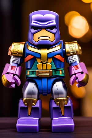 action pose toy as Thanos Hero Marvel by BearBrick. looking at the camera, pastel colors, glossy plastic, dark background, more detail 
,Gao Hunter