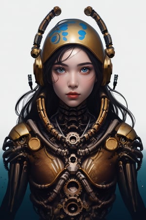 a girl, thunder yellow jacket, tight suit,Space helm of the 1960s,and the anime series ace, Fantastic Surrealism, Post-apocalyptic, Cute Illustration, Bio-Robotic Art, Fantasy Digital Painting, Fantasy Landscapes, Dragon with a futurastic underwater helm Fantasy, Art, Surrealism, Geomorphologie-Kunst, Fluid Art, Underwater Photography, Biomechanical Sculpture, Kemono, Beautiful Girl Turned to the Camera, White Background, 3D Vector Art, Greg Rutkowski,  Detailedface, Detailedeyes, 1 girl