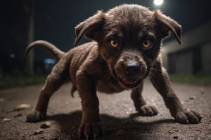 RAW photo,
evil puppy frantically searching for next victim. wild eyes. gore. horror. night.

absurdres, masterpiece, award-winning photography, Volumetric lighting, extremely detailed, highest quality photo, RAW photo, 16k resolution, Fujifilm XT3, sharp focus, realistic texture