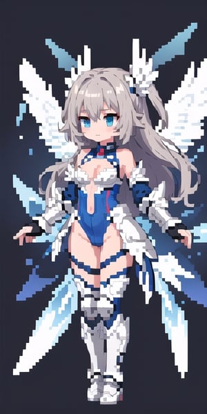 masterpiece,best_quality,(Seraph),,cleavage cutout,1girl,(long_hair),paladin,loli,white valkyrie,light-blue long hair,bare shoulder,leotard scale-armor,game character design reference ui,energy blade