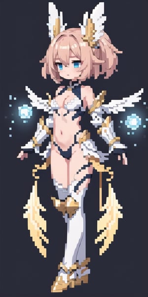 masterpiece,best_quality,(Seraph),,cleavage cutout,1girl,(long_hair),paladin,loli,white valkyrie,light-blue long hair,bare shoulder,highleg scale-armor,game character design reference ui,energy blade