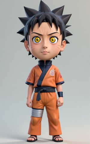 extreme charicature ,full body, naruto, half body, big head,  hair detail, 
 simple background, 3d caricature style, 