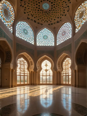 masterpiece, 8k, high_resolution,

a view from inside a mosque, flower of life pattern is shown throughout the architecture, the mosque shows the beauty of shadow and light