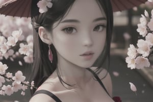 ((masterpiece: 1.2)), beautiful and aesthetic girl, ((1girl)), extreme detailed, highest detailed image, ((detailed eyes)), ((light particles)), kimono, jewelry, sexy, cherry blossom, cherry blossoms, mdeium shot.