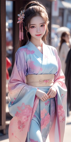 {{Beautiful and detailed eyes},
Detailed face, detailed eyes, slender face, real hands, cute Korean girlfriend 17 year old girl, perfect model body, looking at camera, sad smile, dynamic pose, furisode, kimono, shrine, hatsumode , medium breasts, cosmetics advertising model, her one girl is walking,
