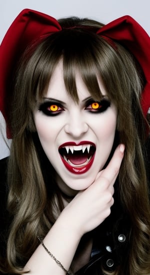 1 girl, Vampire, pale skin, fangs