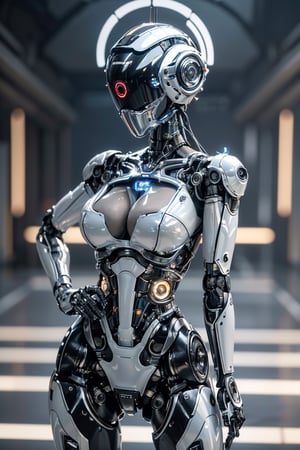 ((high resolution)), ((8K)), ((incredibly absurdres)), break. (super detailed metallic skin), (extremely delicate and beautiful:1.3), ((looking at camera:1.2)), break, ((one female robot:1.5)), ((slender body)), break. (medium breasts), (beautiful hand), ((metalic body:1.3)), ((cyber helmet with full-face mask:1.4)) ,break. ((intricate internal structure)), ((brighten parts:1.5)), 
break. ((robotic face:1.2)), (robotic arms), (robotic legs), (robotic hands), ((robotic joint:1.2)), (Cinematic angle), (ultra fine quality), (masterpiece), (best quality), (incredibly absurdres), (fhighly detailed), (highres), (high detail background), (sharp focus), (photon mapping, radiosity, physically-based rendering, automatic white balance), masterpiece, best quality, ((Mecha body:1.1)), furure_urban, incredibly absurdres, science fiction