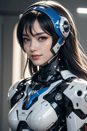 RAW picture, Best picture quality, high resolution, 8k, realistic, sharp focus, realistic image of elegant lady, Korean beauty, supermodel, break. sliver long hair, wearing high-tech cyberpunk style mecha suit, wearing head gear, radiant Glow, sparkling suit, mecha, perfectly customized high-tech mecha suit, custom design, break. 1 girl, swordup, looking at viewer, smiling, close-up, break. (LED lighting parts on her body:1.2), (robotic arms), (robotic legs), (robotic hands), ((robotic joint)),robot