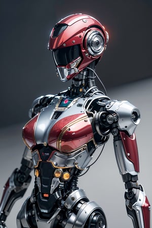 ((high resolution)), ((8K)), ((incredibly absurdres)), break. (super detailed metallic skin), (extremely delicate and beautiful:1.3) ,break, ((one female robot:1.5)), ((slender body)), ((medium breasts)), break. (beautiful hand), ((red color metalic body:1.5)) , ((cyber helmet with full-face mask:1.4)) ,break. ((no hair:1.3)) ,break. ((intricate internal structure)), ((brighten parts:1.5)), break. ((robotic face:1.2)), (robotic arms), (robotic legs), (robotic hands), ((robotic joint:1.2)), (Cinematic angle), (ultra fine quality), (masterpiece), (best quality), (incredibly absurdres), (fhighly detailed), highres, high detail eyes, high detail background, sharp focus, (photon mapping, radiosity, physically-based rendering, automatic white balance), masterpiece, best quality, ((Mecha body)), furure_urban, incredibly absurdres,science fiction