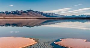 Masterpiece, highest quality, 8k high-quality photos, perfect details, perfect composition, ultra-high definition, the sky over the Salt Lake of Uyuni, the mirror-like surface of the lake, reflections in the water, magnificent distant mountains, forests,