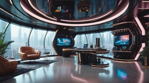 Masterpiece, ultra high definition, ultra high quality, 8k, exquisite details, perfect composition, perfect proportions, precise proportions,
Space station, interior design, oversized floor-to-ceiling windows, future technology, intricate light, future furniture, cyberpunk, postmodern minimalist style, office, outer space background, planet, galaxy,