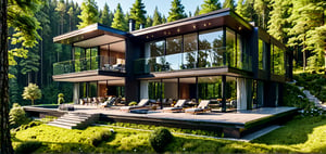 Luxurious villa in the forest, floor-to-ceiling windows, fashionable style,
Masterpiece, perfect quality, ultra high definition, 8k, exquisite details,horizontal