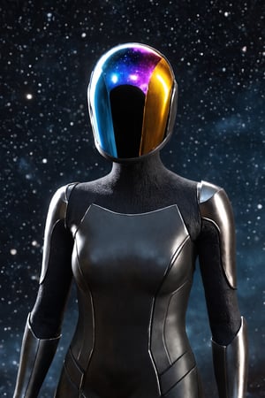 ParallelObserver, (colorgalaxy reflected on a reflexive helmet), helmet, 1girl, (leather overcoat), front-view, upperbody, black long coat, detailed, 3d render, unreal engine, colorgalaxy