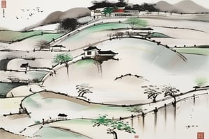 countryroad, painting by wu guanzhong style