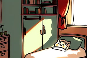 cute little girl sleep in bed room,cute cartoon,closed_eyes