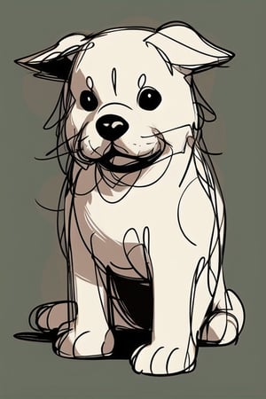 a dog,rendered with bold, clean outlines and simple shapes,chibi,YunQiuLineArt01